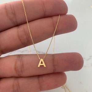 6.5MM 14K Gold Initial Necklace | Personalized Jewelry | Letter Necklace | Dainty Jewelry | Gold Letter Necklace | Genuine Solid Gold