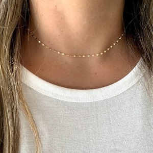 14K Yellow Gold Mirror Chain, Gold Chain, 2MM Twisted Mirror Chain, Dainty Mirror Chain , Shiny Dual Mirror, 14K Gold Choker, Real Gold