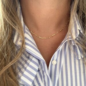 14K Gold Paperclip Chain Necklace | 14K Gold Chain | Layering Gold Chain | Rectangle Link | Oval Link Chain | Paperclip Gold Chain