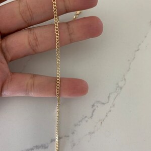2.3mm 14K Gold, Hollow Cuban Chain Anklet, Real 14K Yellow Gold Cuban Curb Link Anklet Bracelet,  Women,  Gifts for Her, Everyday Anklet