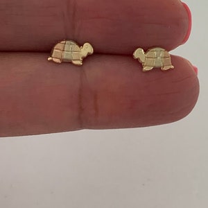 14K Tricolor Turtle Earrings, Dainty Earrings, Women Earrings, Kid Earrings, Solid Gold Turtles, Three Gold Turtles, Gold Earrings