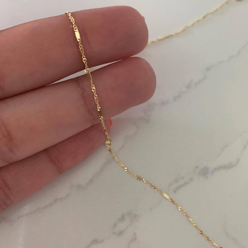 14K Yellow Gold 1.3 MM Singapore With 