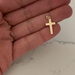 14K Solid Gold Cross Pendant | Yellow Gold Cross | Cross Pendant | High Polish Cross | 17MM Pendant