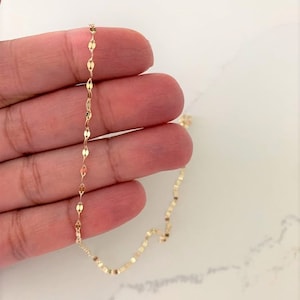 14K Yellow Gold Mirror Chain, Gold Chain, 2MM Twisted Mirror Chain, Dainty Mirror Chain , Shiny Dual Mirror, 14K Gold Choker, Real Gold