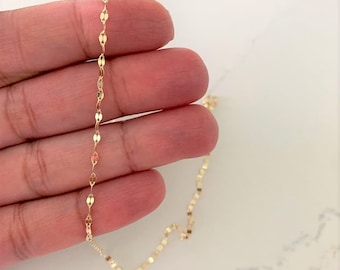 14K Yellow Gold Mirror Chain, Gold Chain, 2MM Twisted Mirror Chain, Dainty Mirror Chain , Shiny Dual Mirror, 14K Gold Choker, Real Gold