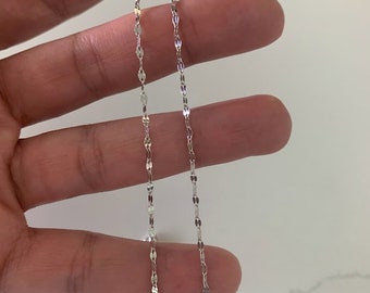 14K White Gold Mirror Chain, Gold Chain, 2MM Twisted Mirror Chain, Dainty Mirror Chain , Shiny Dual Mirror, 14K Gold Choker, Real Gold