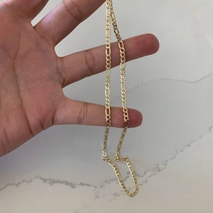 14K Yellow Yellow 3.5mm Hollow Figaro 3+1 Chain, Figaro Necklace, Mens Chain, Unisex Chain, Figaro, Gold Figaro Chain Necklace image 2