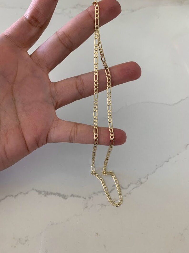 14K Yellow Yellow 3.5mm Hollow Figaro 3+1 Chain, Figaro Necklace, Mens Chain, Unisex Chain, Figaro, Gold Figaro Chain Necklace image 2