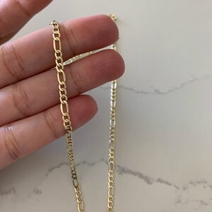 14K Yellow Yellow 3.5mm Hollow Figaro 3+1 Chain, Figaro Necklace, Mens Chain, Unisex Chain, Figaro, Gold Figaro Chain Necklace image 3