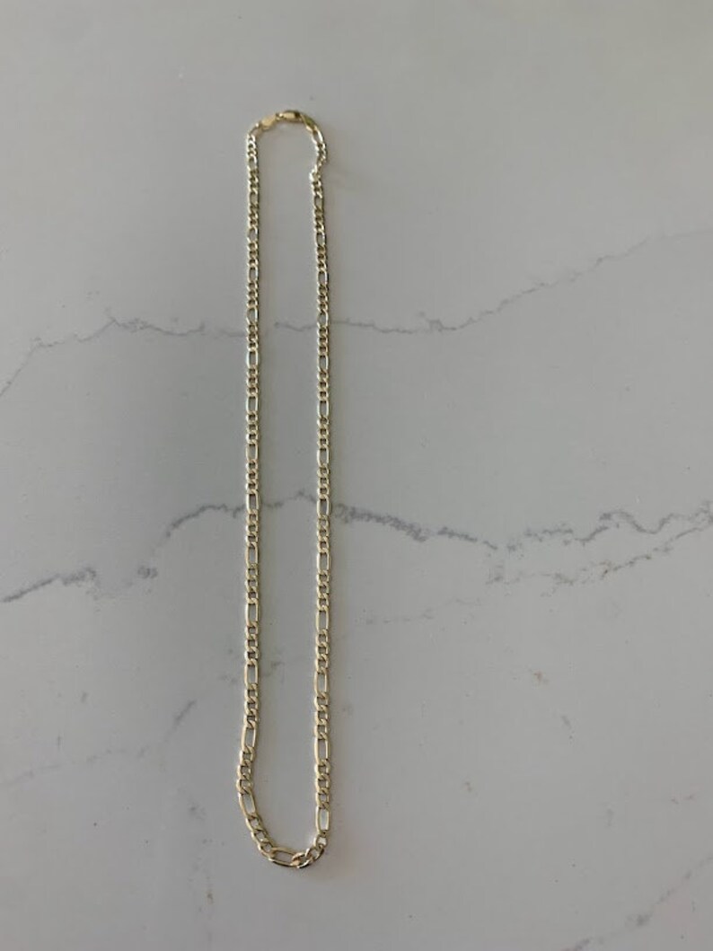 14K Yellow Yellow 3.5mm Hollow Figaro 3+1 Chain, Figaro Necklace, Mens Chain, Unisex Chain, Figaro, Gold Figaro Chain Necklace image 6