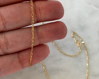 1.3 MM 14K Gold Tiny Figaro Chain 