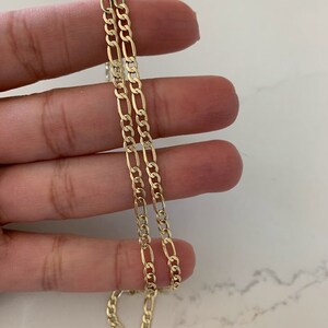 14K Yellow Yellow 3.5mm Hollow Figaro 3+1 Chain, Figaro Necklace, Mens Chain, Unisex Chain, Figaro, Gold Figaro Chain Necklace image 4