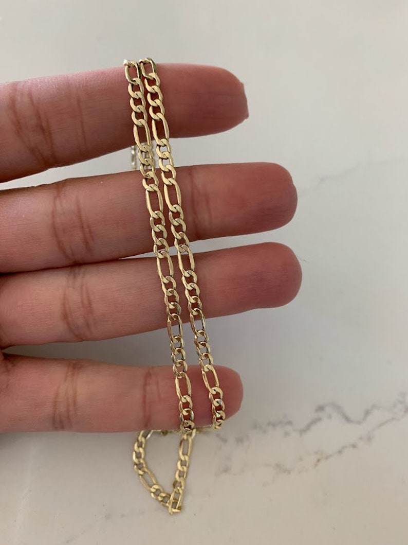 14K Yellow Yellow 3.5mm Hollow Figaro 3+1 Chain, Figaro Necklace, Mens Chain, Unisex Chain, Figaro, Gold Figaro Chain Necklace image 4