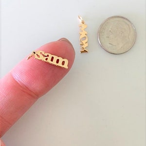 4MM 14K Solid Gold Name Pendant | Personalized Mom Pendant | Solid Gold Hanging Word/Name Pendant