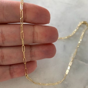 2MM Solid 14K Gold Square Paperclip Chain• Dainty Layering Chain Necklace • 14K Solid Gold Paperclip• Square Shape Link Paperclip Necklace