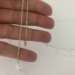 14K Gold Two Tone Lumina Link Anklet | Genuine gold 9.5&quot;