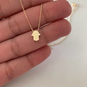 14K Gold Hamsa Halskette | 14K Gold Halskette | Layering Gold Kette | Hochpolnisch Hamsa | MASSIV GOLD |