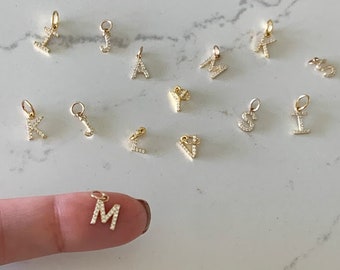 14K Gold Initial, Pave Gold Initial, Sparkly Initial, Minimalist Jewelry, Gift for her