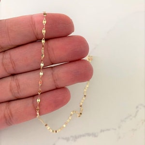 14K Yellow Gold Mirror Chain, Gold Chain, 2MM Twisted Mirror Chain, Dainty Mirror Chain , Shiny Dual Mirror, 14K Gold Choker, Real Gold