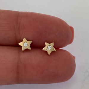 6MM 14K Gold Star Shaped Earrings, Tiny Screw Back, Star Earrings, 14K Gold Earrings, Handmade, Gift for her, Studs, Gold Earrings