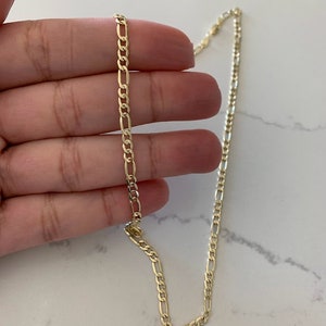 14K Yellow Yellow 3.5mm Hollow Figaro 3+1 Chain, Figaro Necklace, Mens Chain, Unisex Chain, Figaro, Gold Figaro Chain Necklace