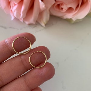 14K 1,5 mm Creolen, Alltags Ohrringe, Gold Ohrringe, 14K Gelb / Weißgold Creolen, 14K One Loop Creolen, JLO Creolen