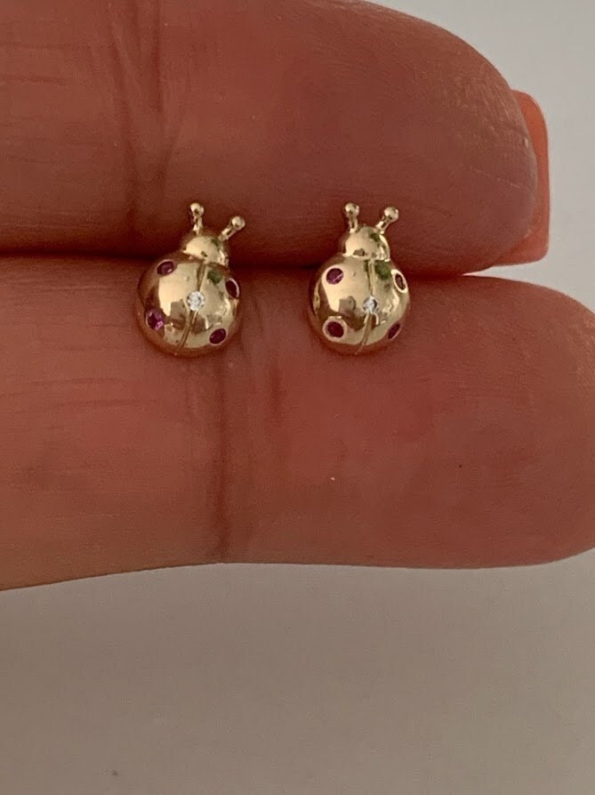 Baby Toddler 1.5mm Genuine Birthstone Stud Earrings With Screw Back, Solid  14k Yellow Gold, Kids Birthstone Studs, Nickel Free Yellow Gold 