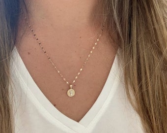 14K Gold Two Tone Saint Benedict Pendant on a Mirror Chain | Mirror Chain | 14K Gold Mirror Chain | Religious Necklace | Saint Benedict