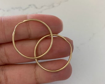 14K 1,8 mm hoepel oorbellen, alledaagse oorbellen, gouden oorbellen, 14K geel/wit gouden hoepels, 14K One Loop hoepels, JLO hoepels