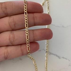 14K Yellow Yellow 3.5mm Hollow Figaro 3+1 Chain, Figaro Necklace, Mens Chain, Unisex Chain, Figaro, Gold Figaro Chain Necklace image 7