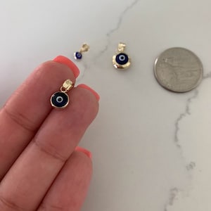 14k Solid Gold Evil Eye Pendant | Gift for her | Evil Eye Protection | 14k Gold Turkish Eye Charm Pendant | 14k Solid Genuine Yellow Gold