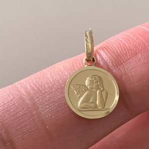 14K 10MM Gold Angel Pendant | Yellow Gold Pendant | Angel Pendant | 14K Solid Gold Pendant