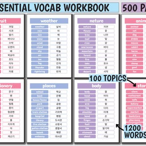 Learn Korean ULTIMATE BUNDLE Korean Vocabulary, Learn Korean Hangul Alphabet, Korean Language Study Notebook, Korean Flashcards image 2