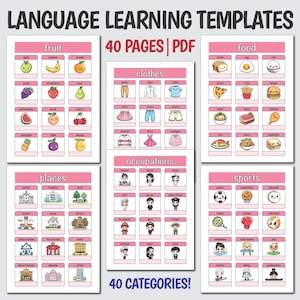 Language Learning Planner, Language Study Notebook, Vocabulary Notebook, Vocabulary Learning Templates, Language Learning Journal