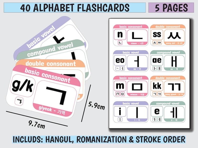 Learn Korean ULTIMATE BUNDLE Korean Vocabulary, Learn Korean Hangul Alphabet, Korean Language Study Notebook, Korean Flashcards image 10