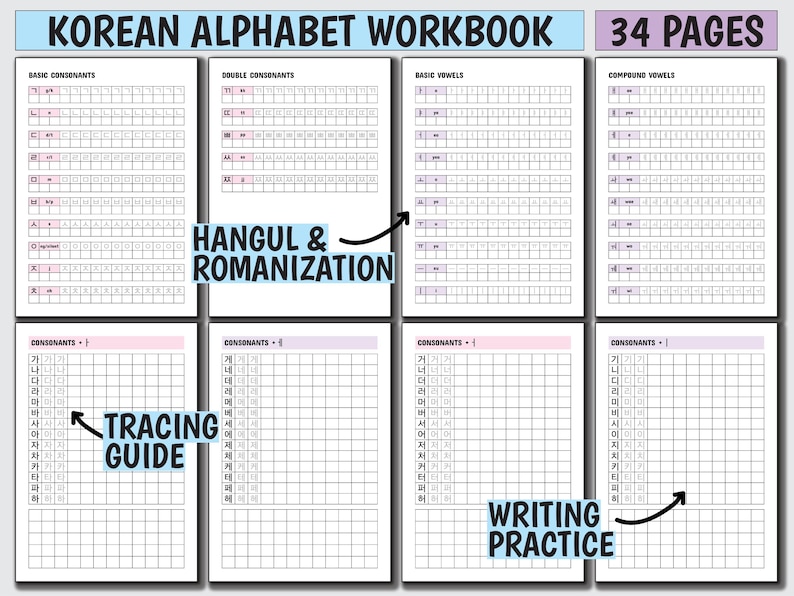 Learn Korean ULTIMATE BUNDLE Korean Vocabulary, Learn Korean Hangul Alphabet, Korean Language Study Notebook, Korean Flashcards image 5