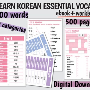 KOREAN Learn Korean Vocabulary, Korean Ebook, Korean Workbook, Essential Korean