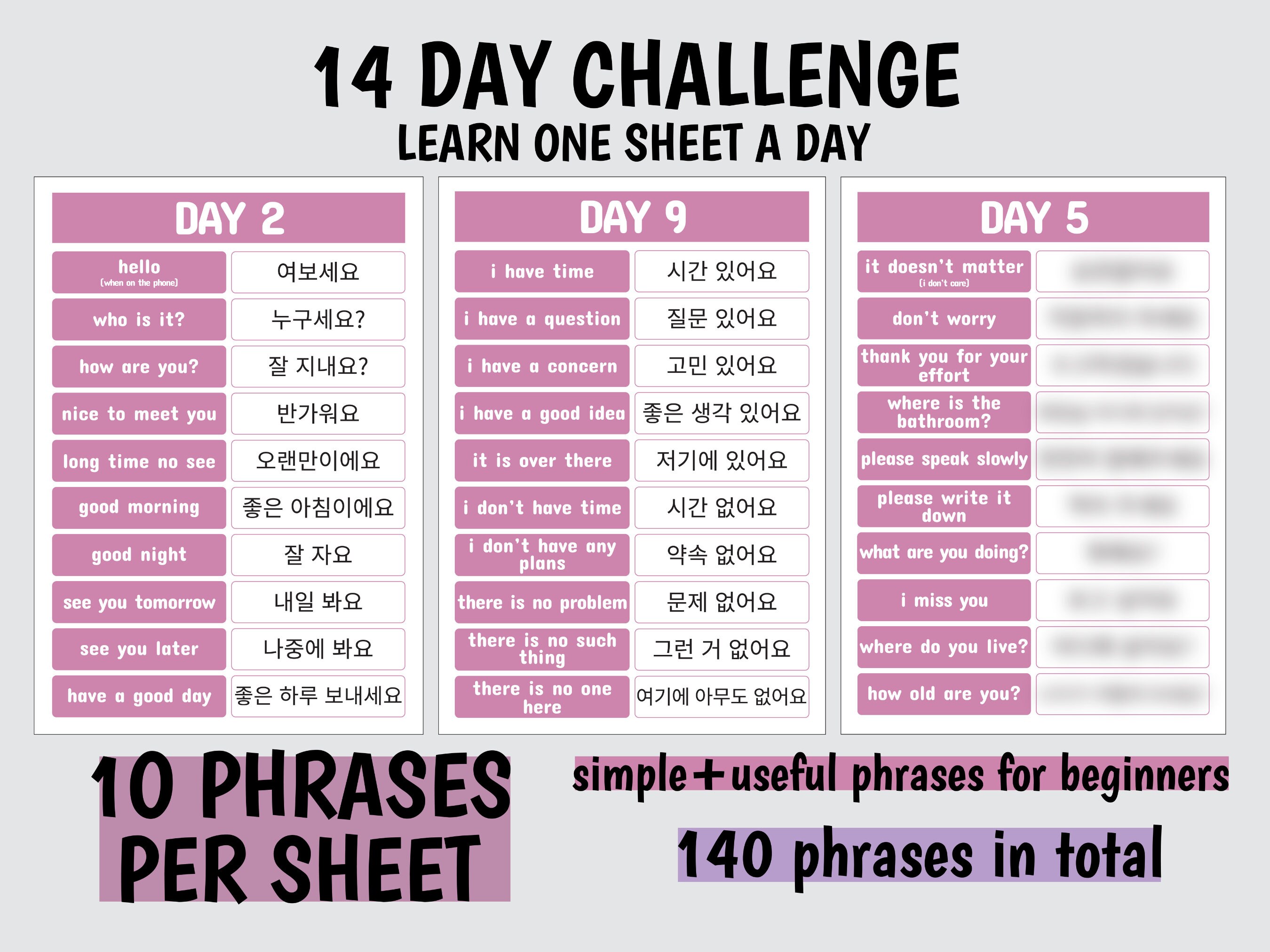 Korean Learn Korean 140 Essential Basic Phrases Expressions Beginner