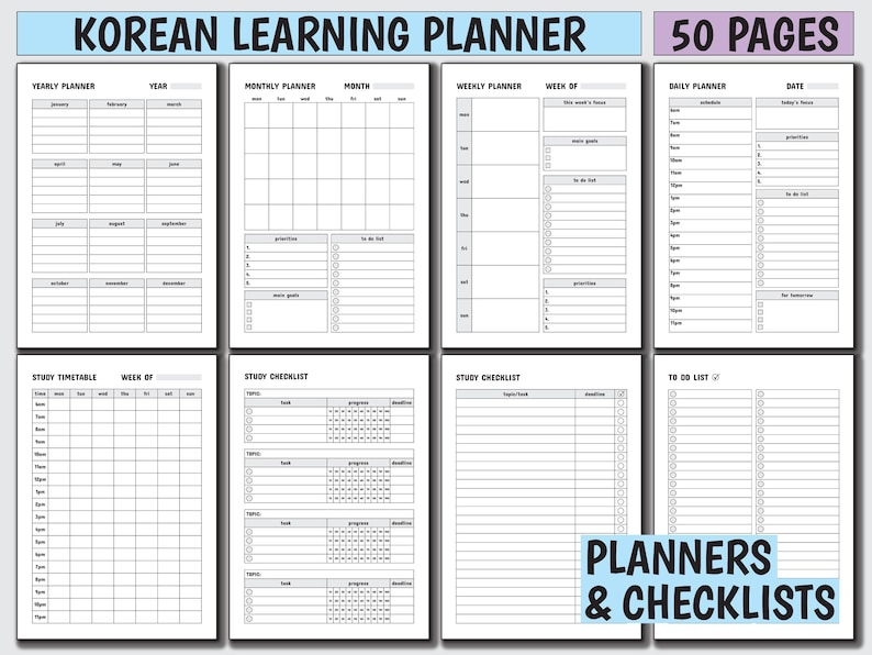 Learn Korean ULTIMATE BUNDLE Korean Vocabulary, Learn Korean Hangul Alphabet, Korean Language Study Notebook, Korean Flashcards image 11