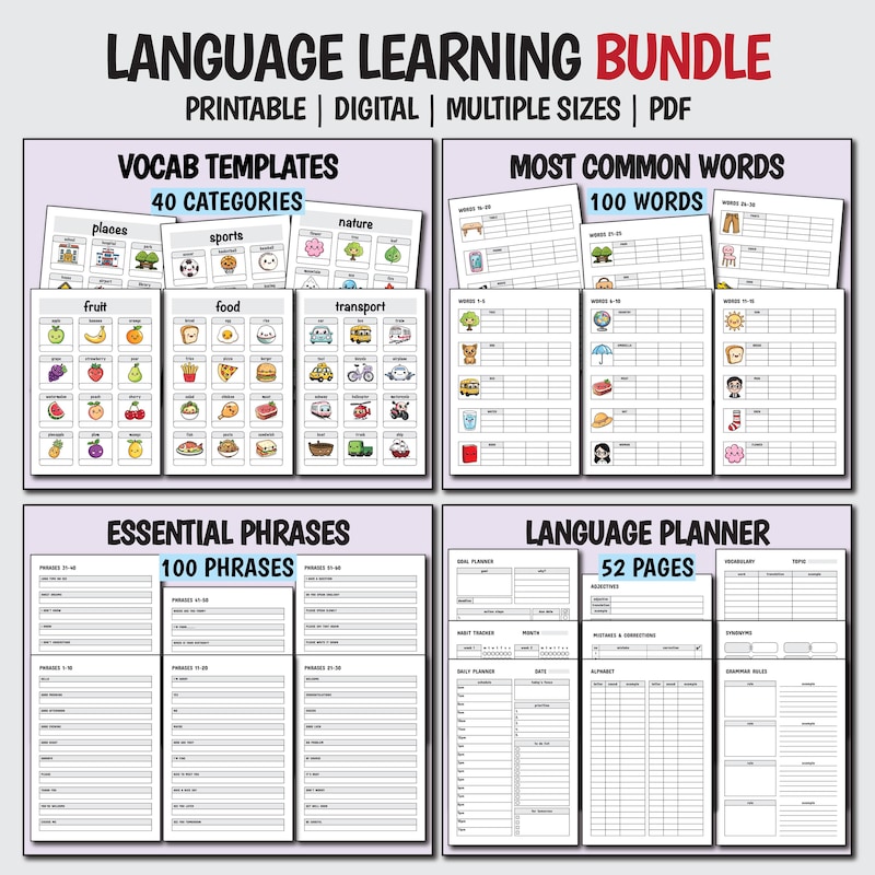 Language Learner Template - Etsy