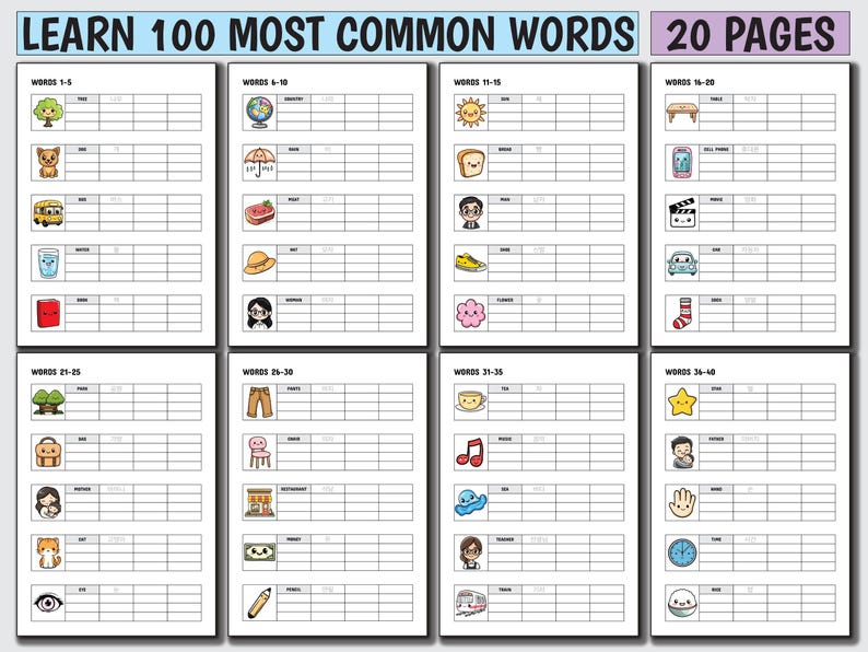 Learn Korean ULTIMATE BUNDLE Korean Vocabulary, Learn Korean Hangul Alphabet, Korean Language Study Notebook, Korean Flashcards image 9