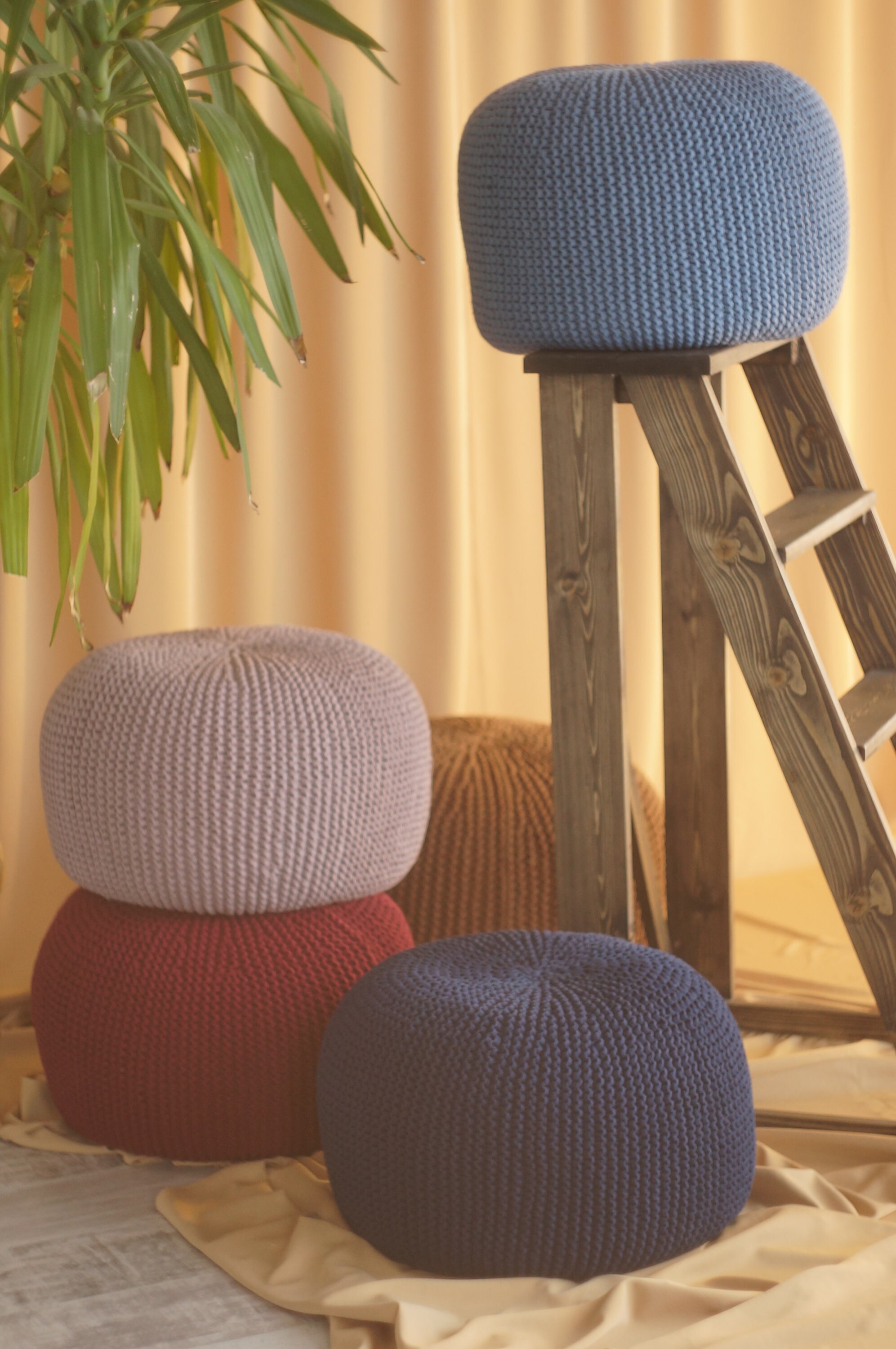 Ottoman Nursery decor Crochet Pouf Footstool Home Decor Etsy