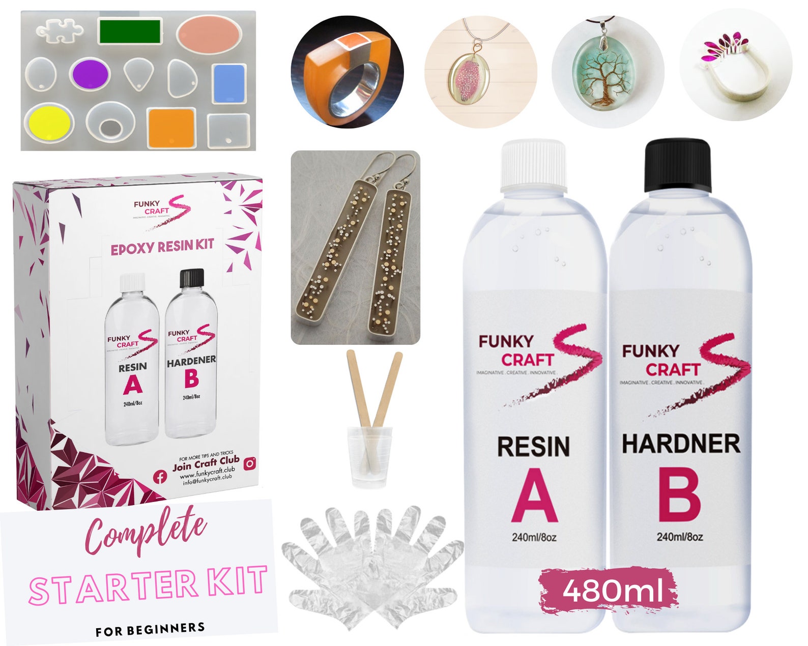 Epoxy Resin Starter Kit with 12 Design Resin Pendant Mold 2 Etsy