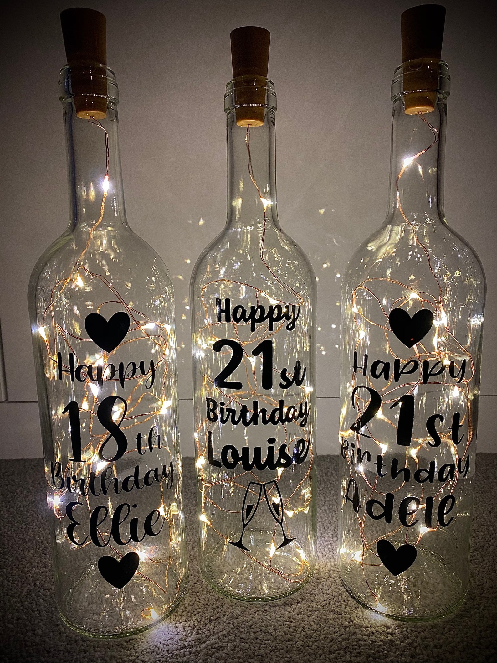 Personalised Light Up Bottle Birthday Gift Light Up Bottle Etsy