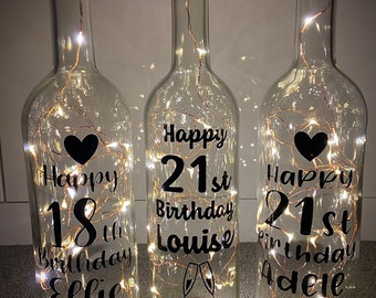 Personalised Light Up Bottle | Birthday Gift - Light Up Bottle |Gift| Happy Birthday | 16th,18th,21st,30th,40th,50th,60th | Any Age