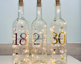 Personalised Light Up Bottle | Birthday Gift - Light Up Bottle |Gift| Happy Birthday | 16th,18th,21st,30th,40th,50th,60th | Any Age