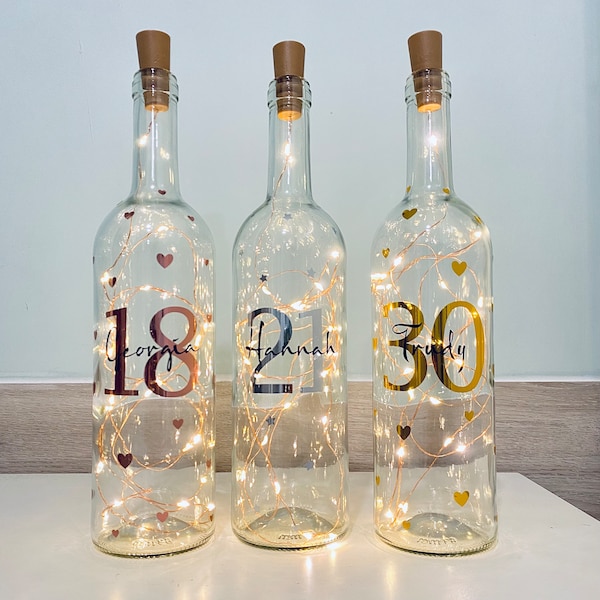 Personalised Light Up Bottle | Birthday Gift - Light Up Bottle |Gift| Happy Birthday | 16th,18th,21st,30th,40th,50th,60th | Any Age