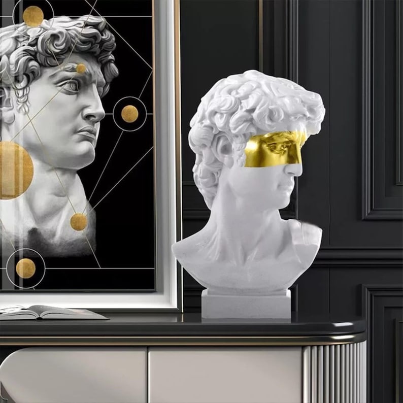 Statue of David Contemporary in Golden Resin Interior image 1