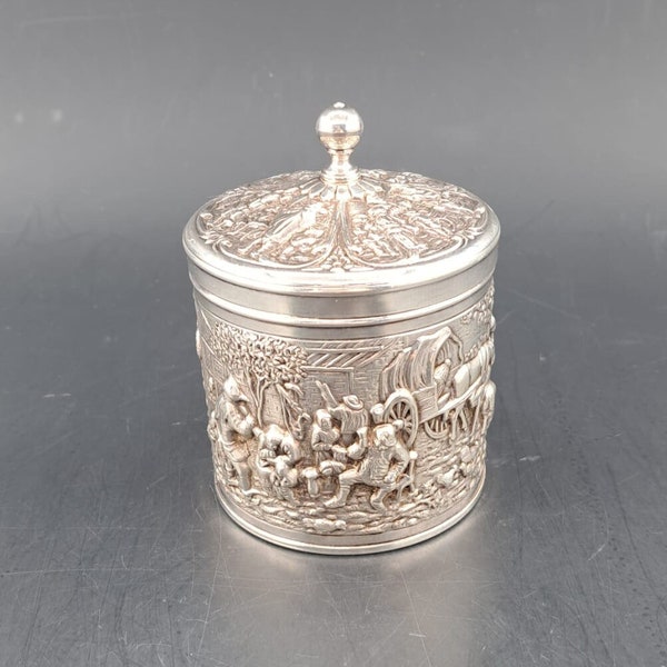 Vintage silver plated Douwe Egberts tea container by Herbert Hooijkaas