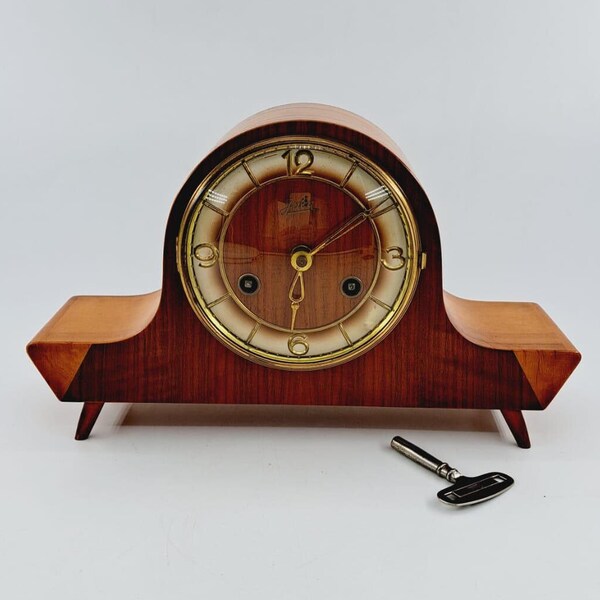 Vintage Juba-Pendel-Kaminuhr aus Holz